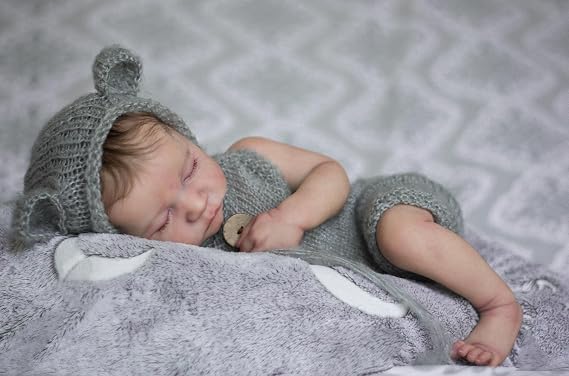 Anano 19 Inch Reborn Baby Dolls Full Body Silicone Vinyl, Lifelike Newborn Sleeping Dolls with Real Skin, Bathable and Anatomically Correct for Girls Age 3+