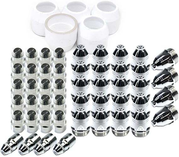 Plasma Cutter Torch Tip Electrode Cup Kit for P-80 Torch Consumables 45pcs (1.5mm / 0.059in)