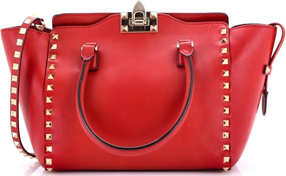 Pre-Loved Rockstud Tote Rigid Leather Small, Red