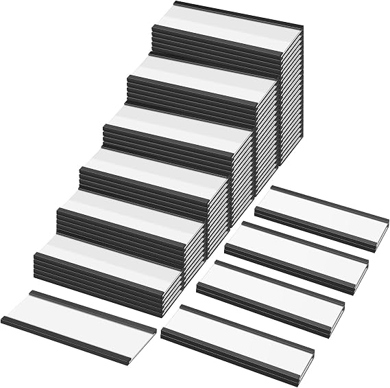 Teling 300 Pcs 1 x 3 Inch Magnetic Label Holders C Channel Shelf Labels