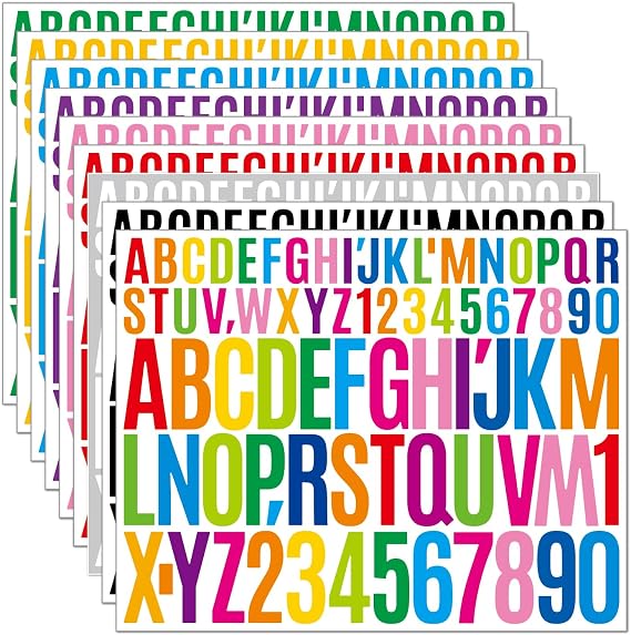1400+ Alphabet Number Letter Stickers,1 and 2 Inch Vinyl Decals