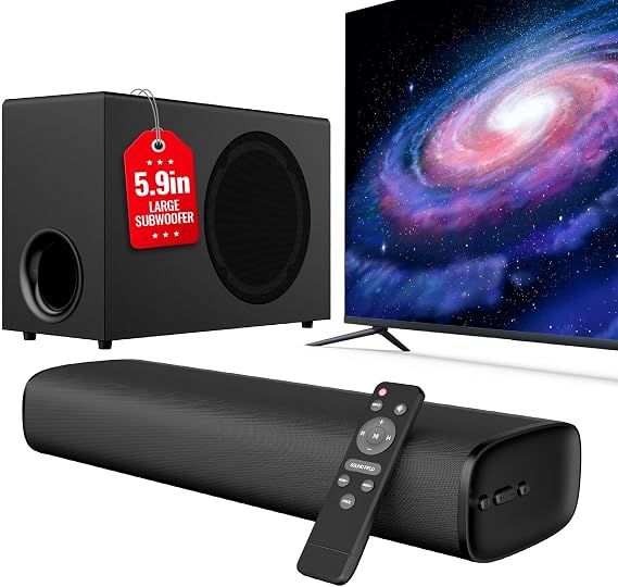vibeadio Upgraded 110W Sound Bar for TV with 5.9" Powerful Subwoofer