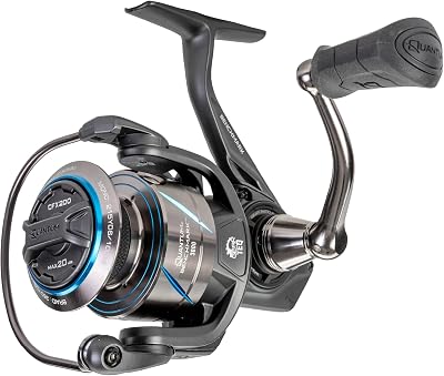 Quantum Benchmark Spinning Fishing Reel, 51 Bearings, Aluminum Frame, SEALOQ 6 Protection, GEARTEQ Machined Gears, CFX200 Carbon Fiber Drag, SilverBlue