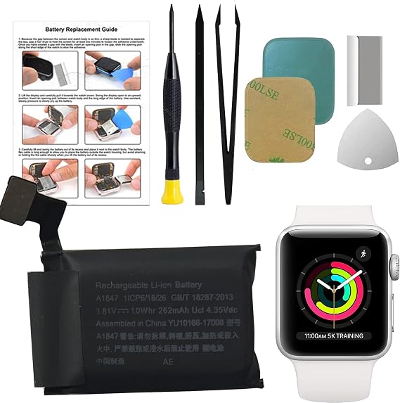 New Battery Replacement Compatible with Apple Watch Series 3rd 38mm GPS/Cellular Version, with Instruction & Tools