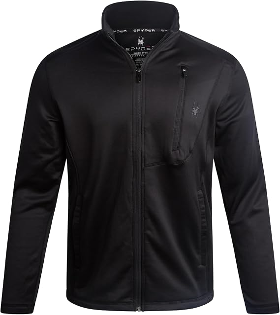 Spyder Mens Fleece Jacket - UPF 30+ 2-Way Stretch Polar Fleece Lightweight | Full Zip, Lightweight Athletic Outerwear, Warm Flexible 2-Way Layer for Hiking, Commutes, and Cool-Weather Activity