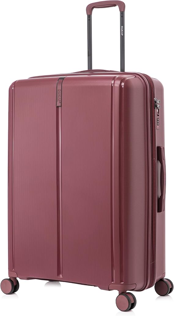 DUKAP AIRLEY Expandable Luggage with Spinner Wheels | 28 in Large TSA Approved Hard Shell Travel Suitcase with Combination Lock, Retractable Trolley, Side Studs, and Gel Handles | Wine