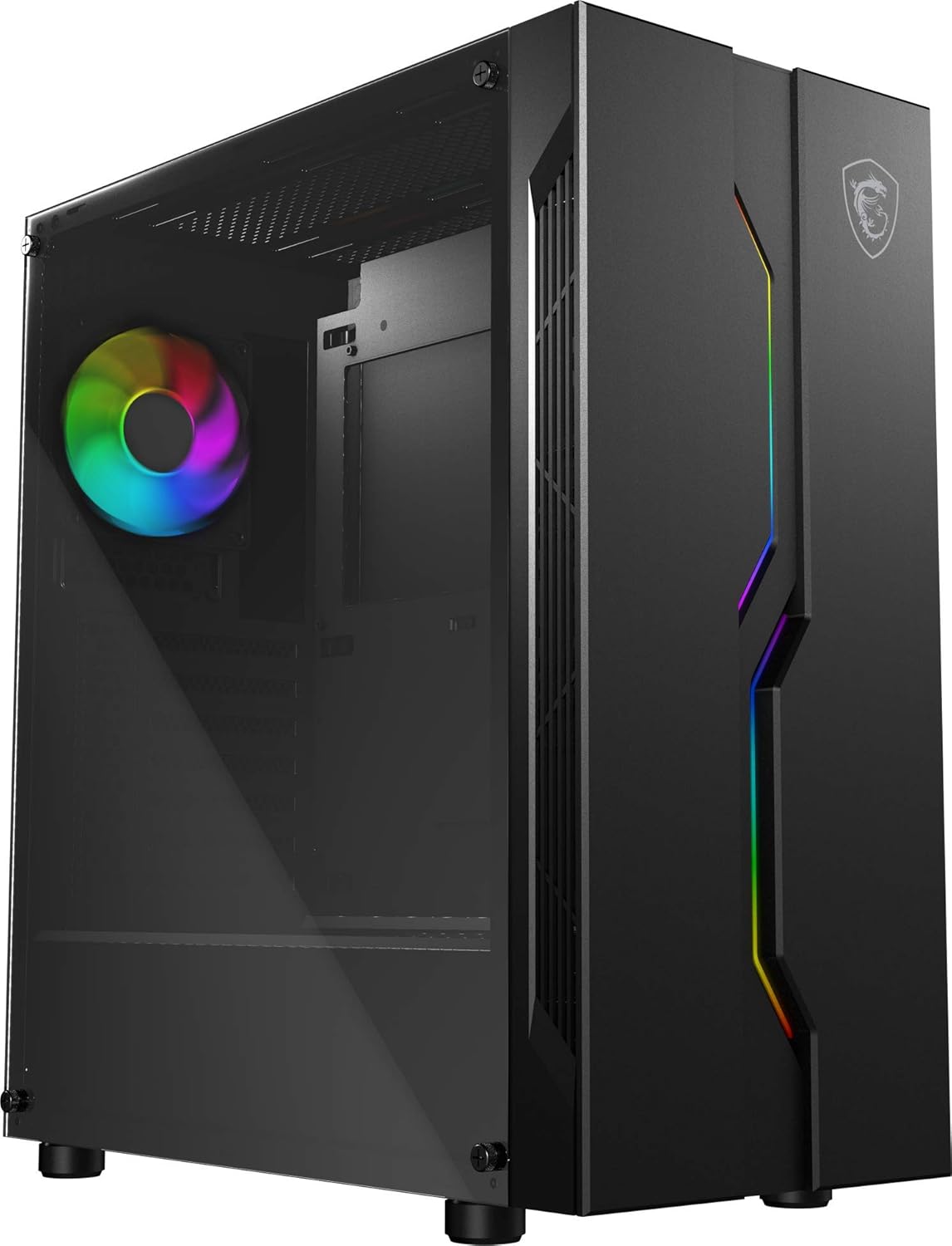 MSI MAG VAMPIRIC 010 Mid Tower Gaming Computer Case 'Black, 1x 120mm Argb Fan, Mystic Light Sync, Tempered Glass Panel, ATX, mATX, Mini-ITX'