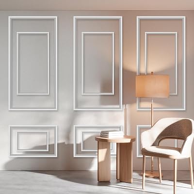 3 Set Peel and Stick Wall Molding Kit, Inner and Outer Layers Style Premade Wainscoting Panels for Interior Wall Moulding Decor, Ready to Assemble Wainscoting Accent Panel 31x 54 Inch