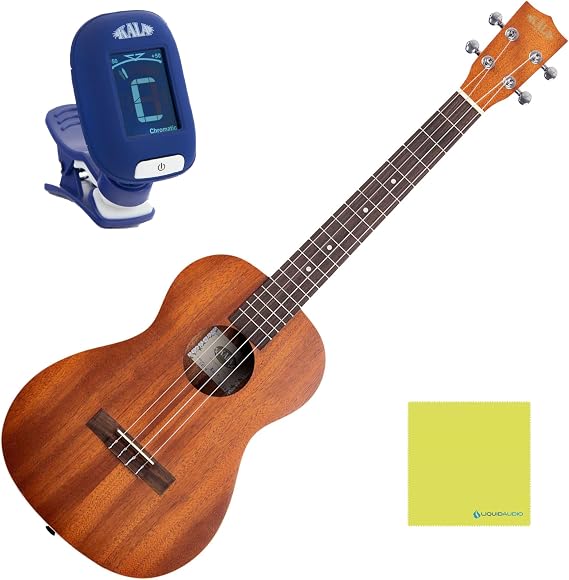 Kala All-Mahogany Baritone Ukulele, Bundle w/Klipz Tuner
