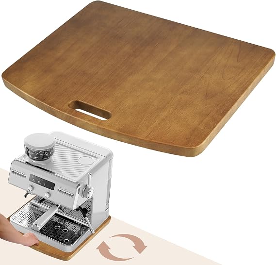 Sliding Tray for Coffee Maker - Solid Wooden Appliance Slider with 360 Smooth Rolling Wheels for Heavy Kitchen Appliances, Easy Under - Cabinet Access (Approach 13" D x 16" W)
