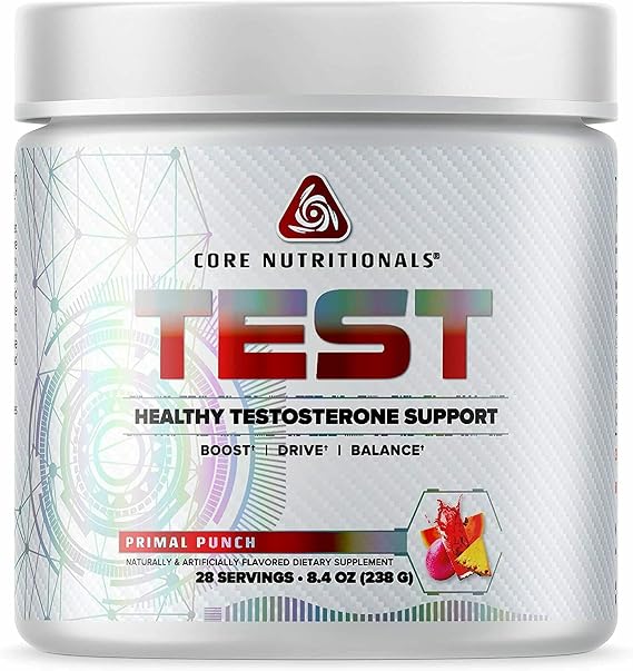Core Nutritionals Test Testosterone Support, Primal Punch, 28 Servings | Male Vitality Support, Performance Support, KSM-66 Ashwagandha, D-Aspartic Acid, Pine Bark Extract