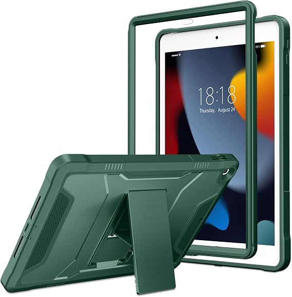 VIKESI for iPad 9th/8th/7th Generation Case 2021/2020/2019, iPad 10.2 Inch Rugged Durable Kickstand Protective Cover Built-in Screen Protector-Cypress