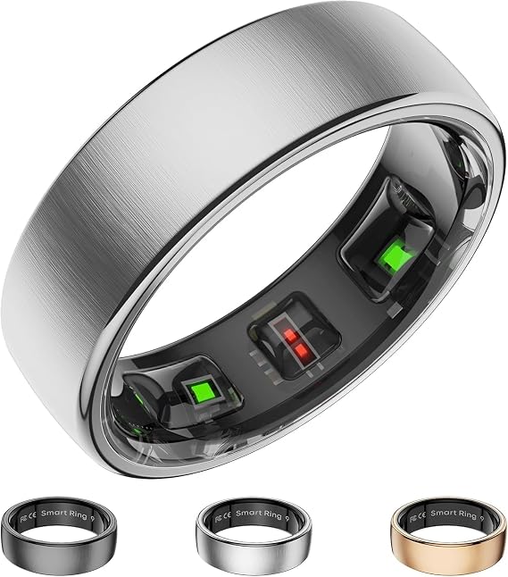 Smart Ring for Women Men, Activity Fitness Tracker with 24/7 Heart Rate Monitor, Waterproof Sleep Tracker Fitness Ring, Step Counter, Calorie Pedometer, No APP Fee,for iOS Android (Silver,#11)