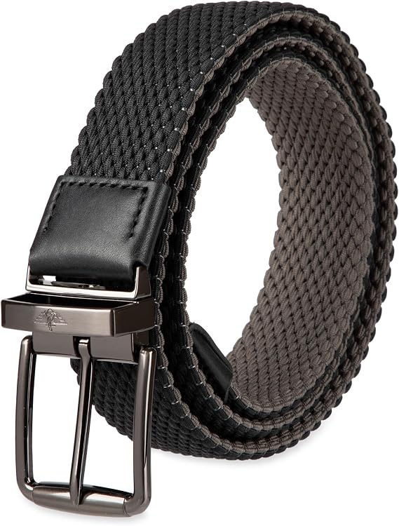 DOCKERS Men's Reversible Stretch Fabric Braid Belt - Summer Belt, Golf Belt, Nautical