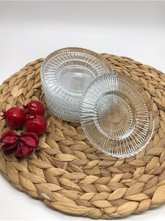 Linea Model Çay Tabağı/Bardak Altlığı, Cam, Turuncu, 6 Adet