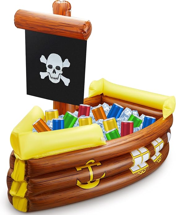 Inflatable Pirate Ship Cooler for Halloween Birthday Party Decorations