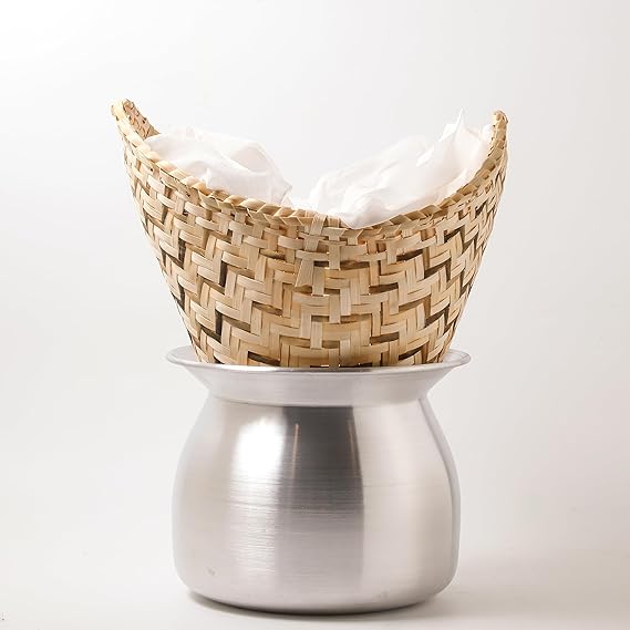Set of Sticky Rice Steamer Pot and Basket with Cotton Cheesecloth Cook Kitchen Cookware Tool