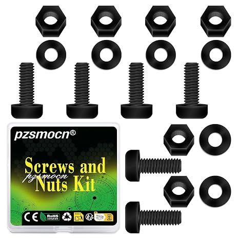 300pcs/100 Sets M2.5 Black Nylon Screws and Nuts Kit with Nylon Washers M2.5*10mm Plastic Black Nylon Phillips Button Head Screws Nylon Insulation Washers M2.5 Hex Nut Kit