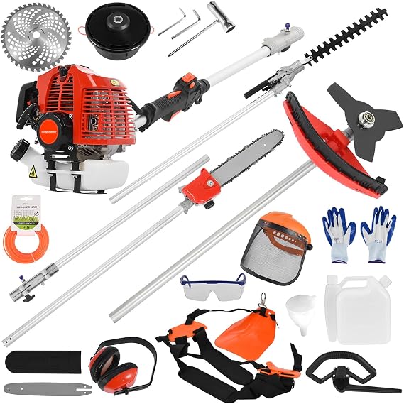 52CC 2-Stroke 5 in 1 Weed Eater Gas Powered | 5 in 1 3T Brush Cutter/40T Brush Cutter/String Trimmer/Pole Saw/Hedge Trimmer,9500rpm,with EPA & CE-MD Certification