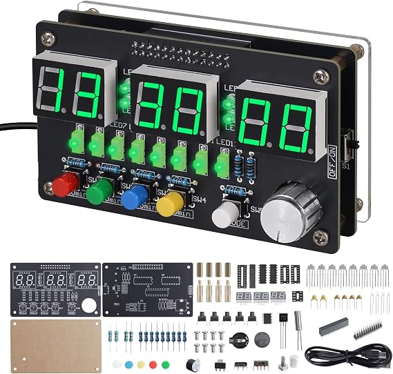 6 Bits Digital Clock Soldering Practice Kit with Colorful Lighting, DIY Countdow/up 24-Hour Alarm Clock Soldering Projects for Student School Education and Adult Home Office Use