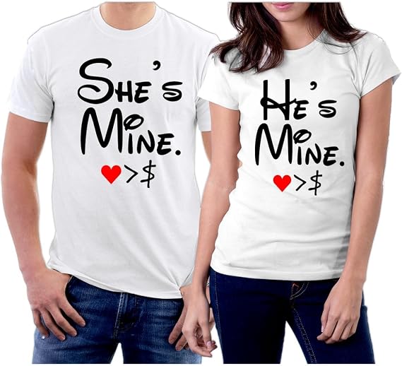 She is Mine He is Mine His Her Matching Couple Shirts