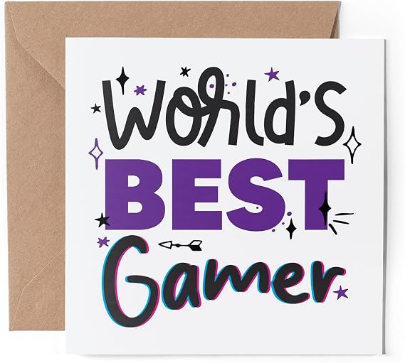 1 x World's Best Gamer Greeting Card - Gaming Game Sport Fan Hobby Work Job Greatest Partner Mum Dad Girls Friend #82710