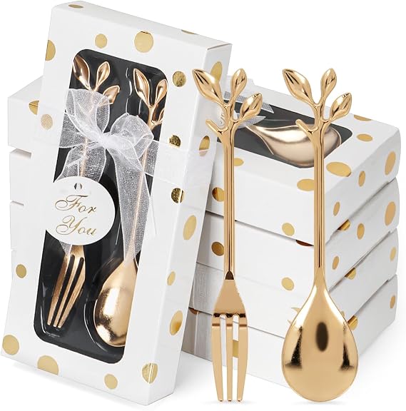 16 Pack Mini Spoon and Fork Sets for Tea Party Wedding Guest Souvenir Gift