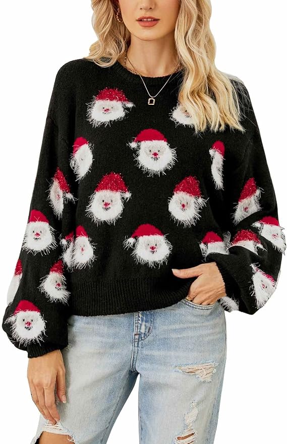 Arssm Women Santa Sweater Ugly Christmas Funny Xmas Sweater