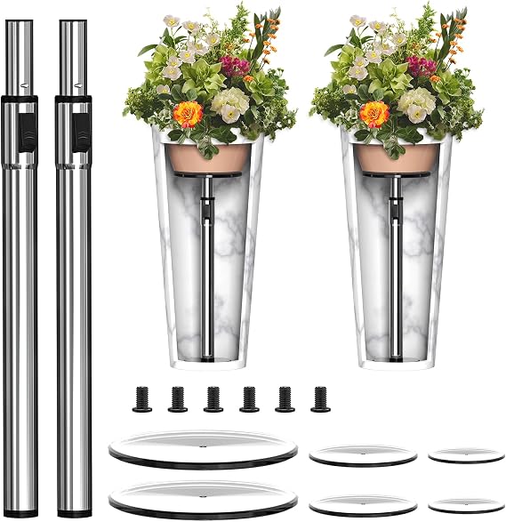 2 Set Adjustable Plant Risers,11-17" Rise Plant Risers for Pots Outdoor, Metal Lift Insert for Tall Taper Flower Pots (6" 8" 10" Base or Top)