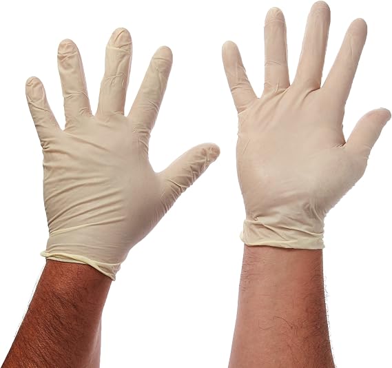 Disposable Latex Gloves, Powder Free, X-Large, Case of 10 Boxes