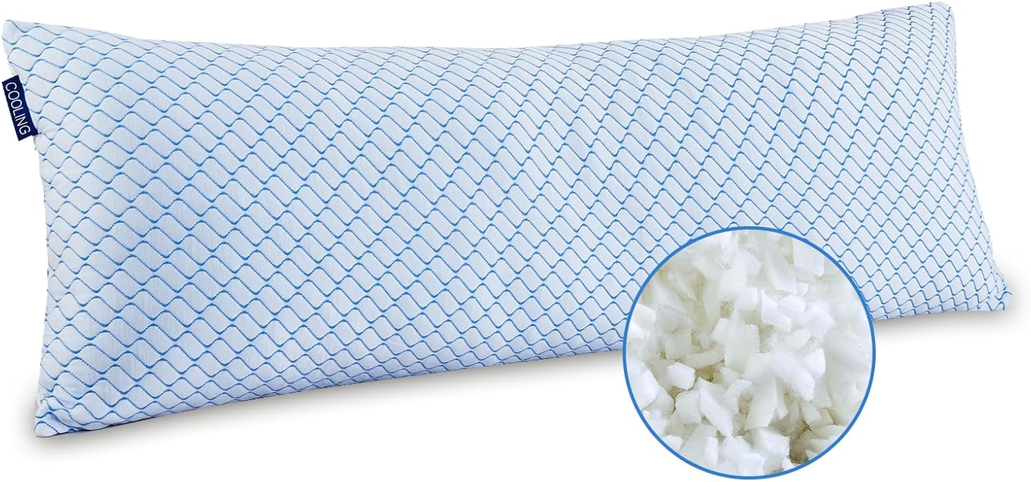 tuphen Body Pillow for Adults - Shredded Memory Foam & Zippered Cooling Cover - Long Pillow for Sleeping - Bed Pillows for Side Sleeper