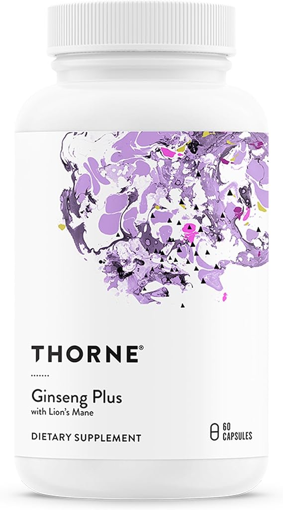 THORNE Ginseng Plus, Korean Red Ginseng & Lion's Mane, 60 Capsules