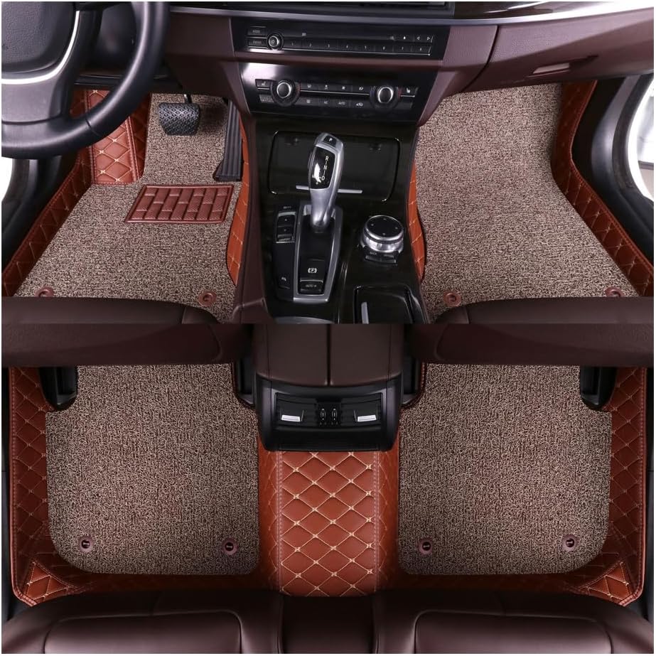 Car Floor Mats for Mitsubishi Outlander 2004-2012, Car Floor Mat Set Car Floor Protectors Car Interior Accessory,2 Double Layer-G Brown