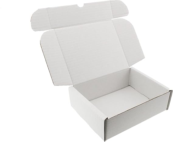 MEG4TEC Pack of 20 White Shipping Boxes - 7" x 5.5" x 2" (17cm x 14cm x 5.5cm) - Gift Presentation Wedding Packet Carton Box