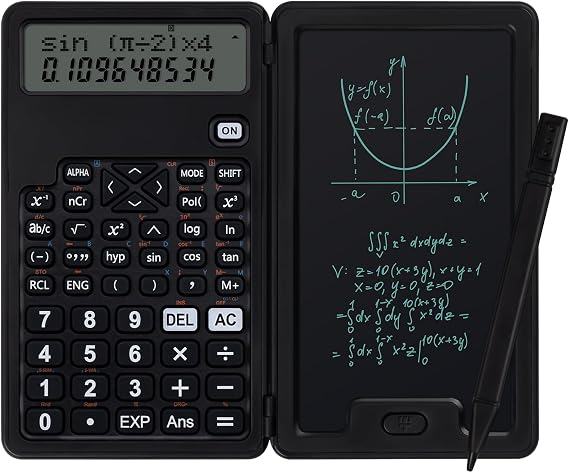 Scientific Calculators for Students, Cute Calculator with Notepad | Black Small Desk Portable Calculator for College, 240 Computing Functions, Ideal for Middle High School Students and Teachers