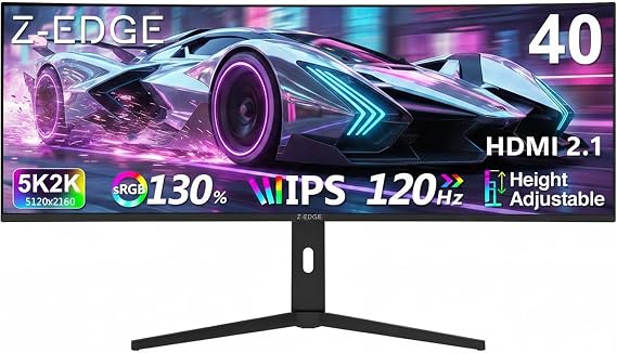Z-Edge 40 Inch Curved Ultrawide Monitor 5K2K 120Hz WUHD 5120x2160 1ms Black