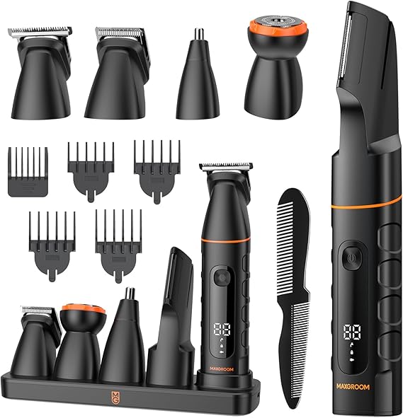 Manscape Upgraded Body & Pubic Hair Trimmer for Men, Waterproof Ball Shaver | All-in-one electric mens grooming kit, no nick no irritation, large-capacity battery, IPX6, LED display, USB-C charging dock