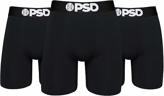 PSD Underwear Men's Black Solid Boxer Brief 3 Pack, Multi, XXL