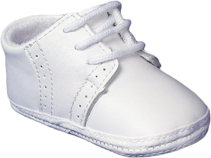 Infant Christening Shoes - White Soft Sole Lace-Up Baby Dress Shoes for Boys & Girls - Baptism, Blessing, Wedding & Church