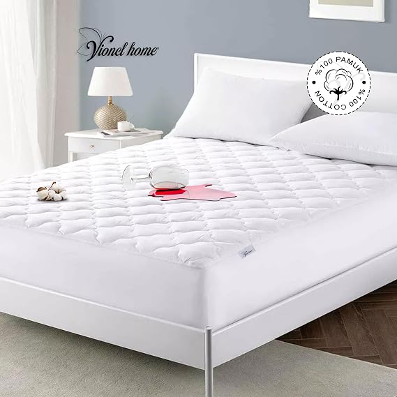 Vionel Home%100 Pamuklu Kapitone Sıvı Geçirmez Yatak Koruyucu Alez Fitted Full Kenar 140x200 cm