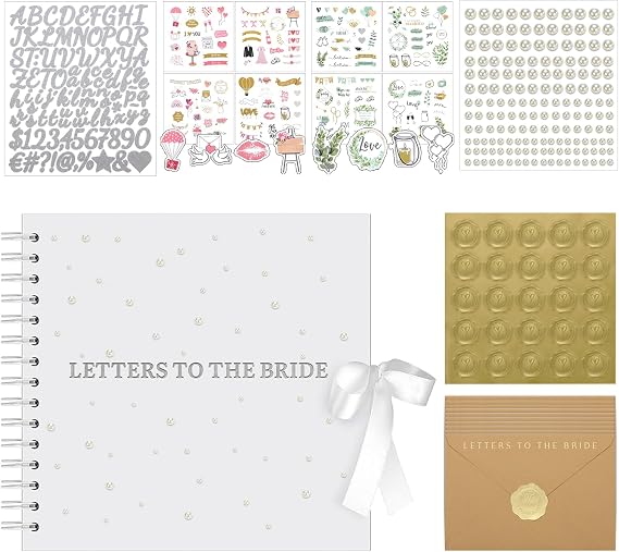 Tenceur 10 x 10 Inch Letters to the Bride Scrapbook, Classic | Wedding Memory Book, Bridal DIY Blank Paper Scrapbook, Photo Album, Guest Book Sign with Sticker Envelope Double Sided Tape