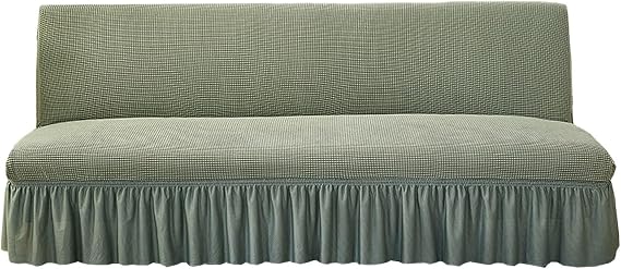 Stretch Spandex Futon Slipcover with Skirt-Green-Small