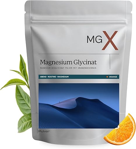 MGX Magnesium Bisglycinate Drink [400g] - Magnesium Bisglycinate Powder with Orange Flavour