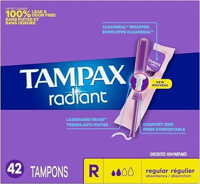 Tampax Radiant Tampons 42 R 2.7X 34 42ct, Pink and Blue