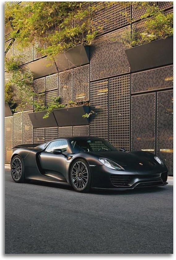 GLMHOK Hypercar Racing Poster 918 Spyder Black Super Sports Car Decorative Painting Canvas Poster 12x18inch(30x45cm)