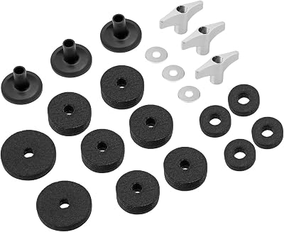 21-Piece Cymbal Accessory Set - Stand Sleeves, Felts, Washers & Wing Nuts for Drum Set Black