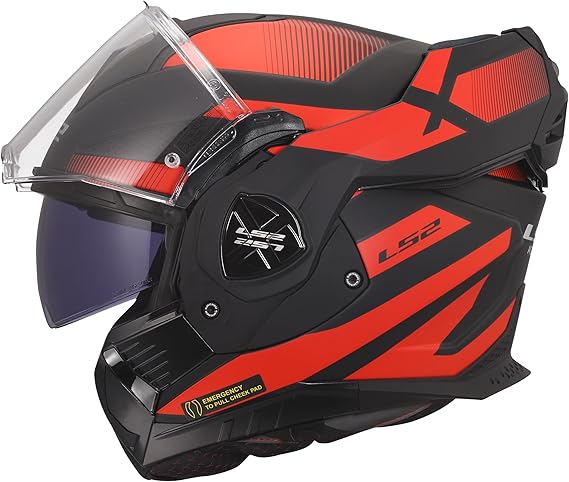 LS2, ADVANT X NOVA Modular Motorcycle Helmet Black Red