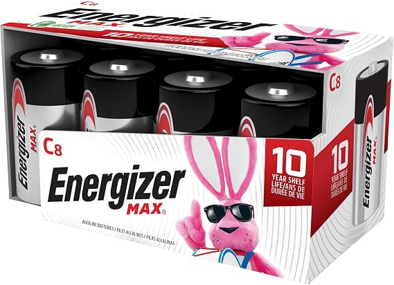 Energizer MAX C Batteries, Premium Alkaline C Cell Batteries (8 Battery Count)