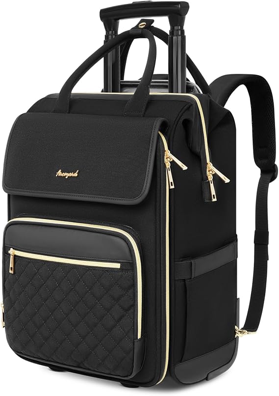 Arcoyard Rolling Backpack for Women, Travel Rolling Laptop Backpack with Wheels, Vertical & Horizontal Storage 2 In 1, Flip-Top Design, Water-Resistant Overnight College Underseat Carry on Luggage