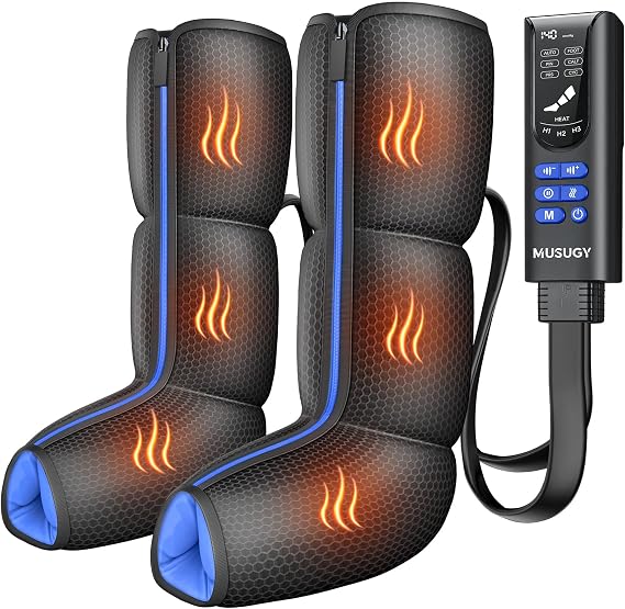 Air Compression Leg Massager with Heat for Foot & Calf Fast Recovery